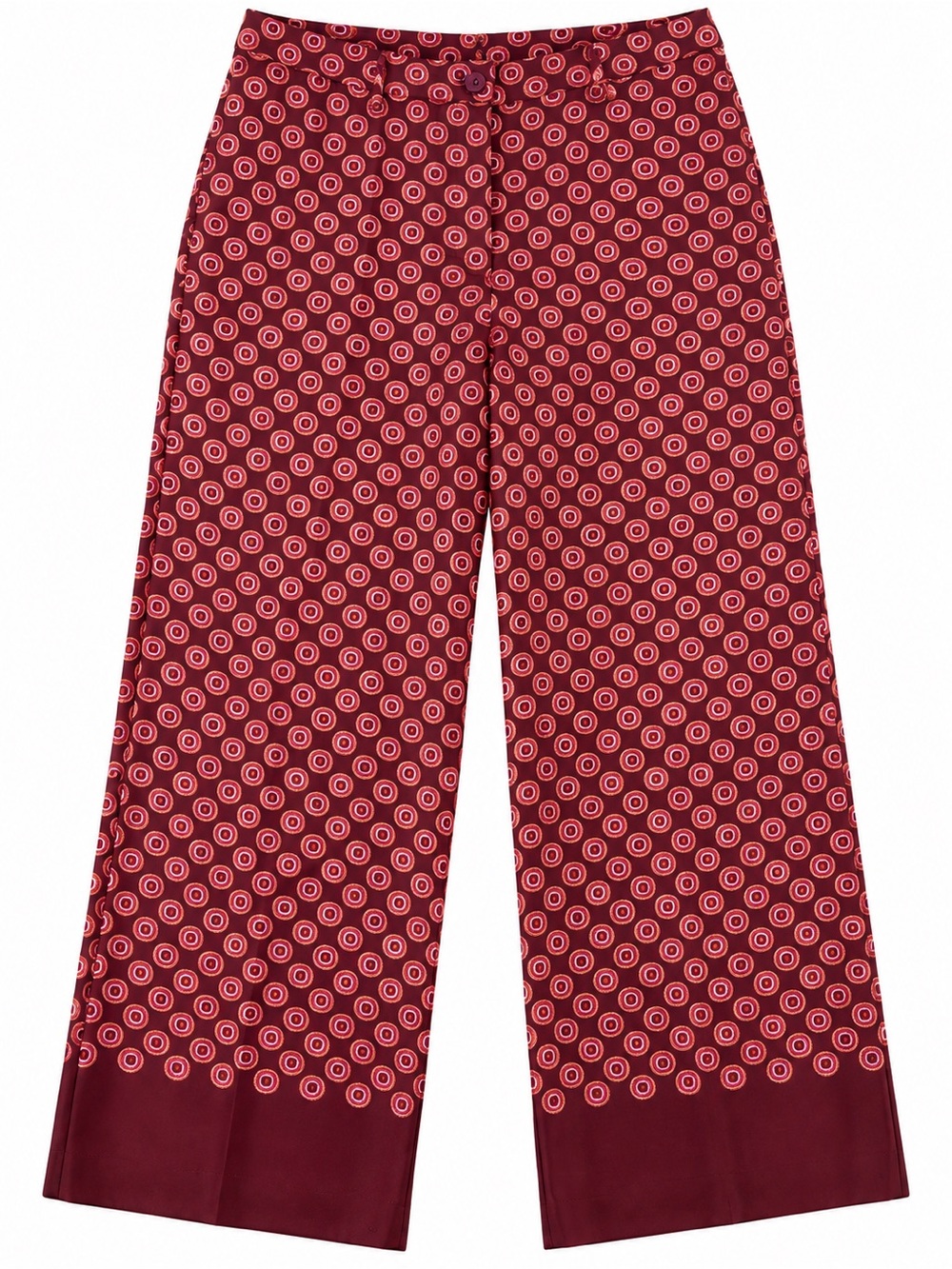 Ann Taylor Wine Wide-Leg Trousers with Pink Ring Print